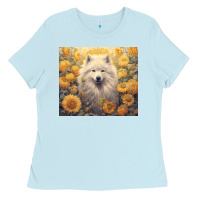 Baby Blue samoyed Ladies Tee - Unal Design