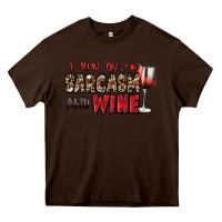 Chocolate Brown i run on sarcasm and wine Heavy Core Tee - Zillion Design Studio