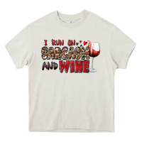 Cream i run on sarcasm and wine Heavy Core Tee - Zillion Design Studio
