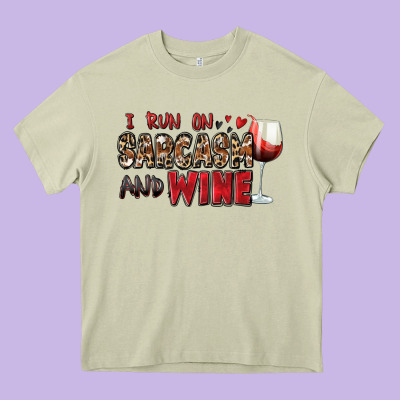 I Run On Sarcasm And Wine Heavy Core Tee Designed By Zillion Design Studio