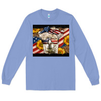 Colony Blue Western 4th Of July Llama Background Long Sleeve Tee - LillyAllenDesigns