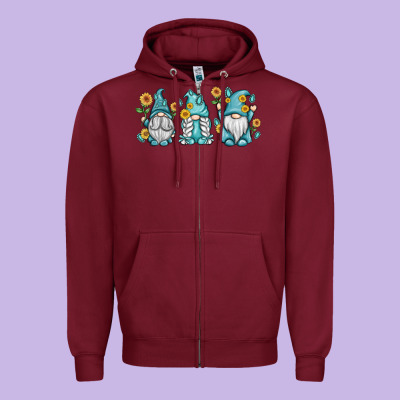 Sunflower Gnomes Zipper Hoodie Designed By Maliassmallbusiness