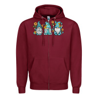 Burgundy sunflower gnomes Zipper Hoodie - MaliasSmallBusiness