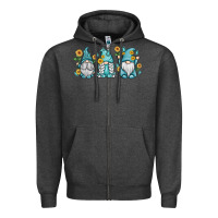 Charcoal Heather sunflower gnomes Zipper Hoodie - MaliasSmallBusiness