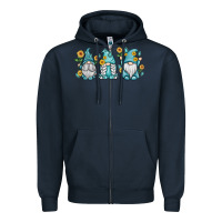 Navy sunflower gnomes Zipper Hoodie - MaliasSmallBusiness