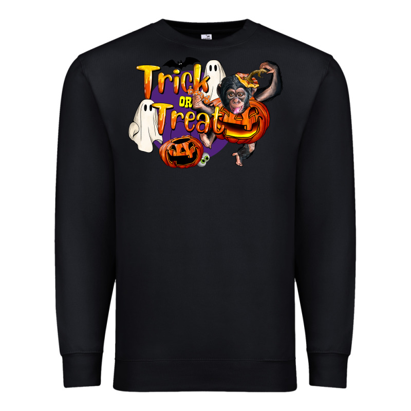 Trick Or Treat Chimpanzee Premium Sweatshirt by LillyAllenDesigns | Teevron