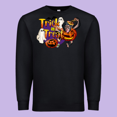 Trick Or Treat Chimpanzee Premium Sweatshirt Designed By Lillyallendesigns