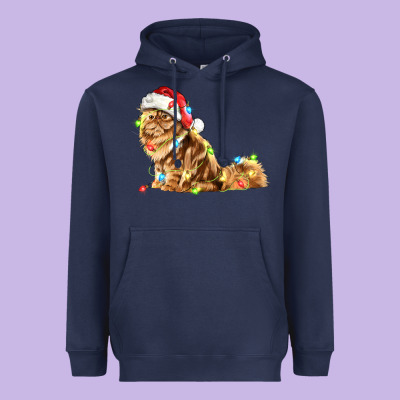 Christmas Persian Cat Heavyweight Hoodie Designed By Lillyallendesigns