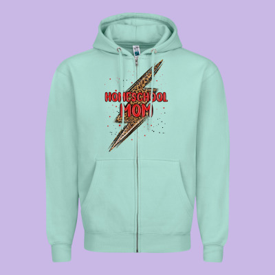 Homeschool Mom Lightning Bolt Zipper Hoodie Designed By Maliassmallbusiness