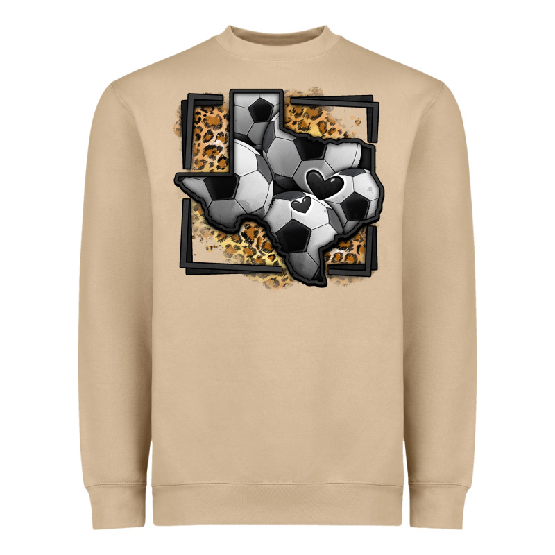 Leopard Soccer Texas Map Heavyweight Sweatshirt by Jasminsmagicworld | Teevron