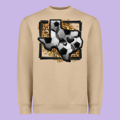 Leopard Soccer Texas Map Heavyweight Sweatshirt Designed By Jasminsmagicworld