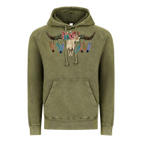 Vintage Olive Texas Longhorn Bull Skull Vintage Hoodie - JahusDesignShop