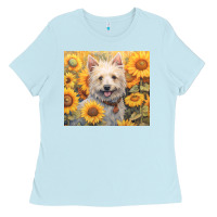 Baby Blue westie Ladies Tee - Unal Design