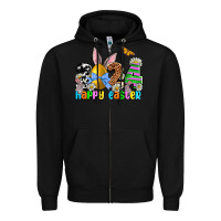 Black 2024 Happy Easter Zipper Hoodie - NancyCooperArtShop