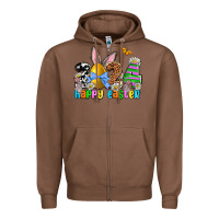 Chestnut 2024 Happy Easter Zipper Hoodie - NancyCooperArtShop