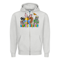 Dove Grey 2024 Happy Easter Zipper Hoodie - NancyCooperArtShop