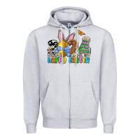 Heather Grey 2024 Happy Easter Zipper Hoodie - NancyCooperArtShop