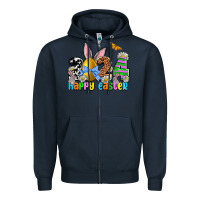 Navy 2024 Happy Easter Zipper Hoodie - NancyCooperArtShop