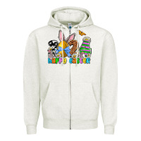 Oatmeal Heather 2024 Happy Easter Zipper Hoodie - NancyCooperArtShop