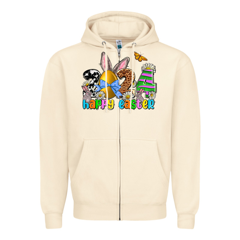 2024 Happy Easter Zipper Hoodie by NancyCooperArtShop | Teevron