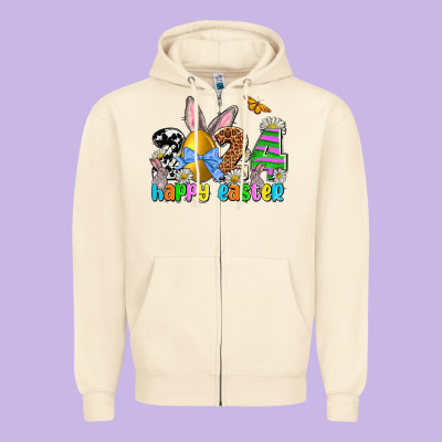 2024 Happy Easter Zipper Hoodie Designed By Nancycooperartshop