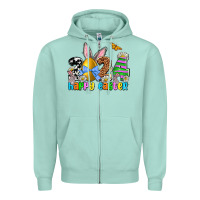 Seafoam 2024 Happy Easter Zipper Hoodie - NancyCooperArtShop