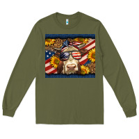 Army Green Western 4th Of July Cow Long Sleeve Tee - LillyAllenDesigns
