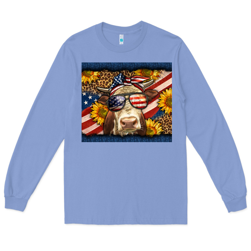 Western 4th Of July Cow Long Sleeve Tee by LillyAllenDesigns | Teevron