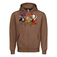 Chestnut Happy Hallothanksmas goats Zipper Hoodie - NancyCooperArtShop