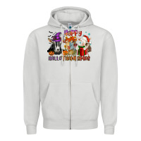 Dove Grey Happy Hallothanksmas goats Zipper Hoodie - NancyCooperArtShop
