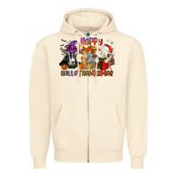 Sandshell Happy Hallothanksmas goats Zipper Hoodie - NancyCooperArtShop