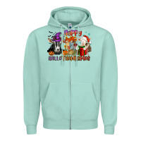Seafoam Happy Hallothanksmas goats Zipper Hoodie - NancyCooperArtShop