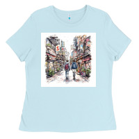 Baby Blue Japan Street Ladies Tee - Unal Design