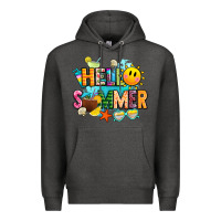 Charcoal Heather hello summer Premium Hoodie - JahusDesignShop