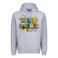 Heather Grey hello summer Premium Hoodie - JahusDesignShop