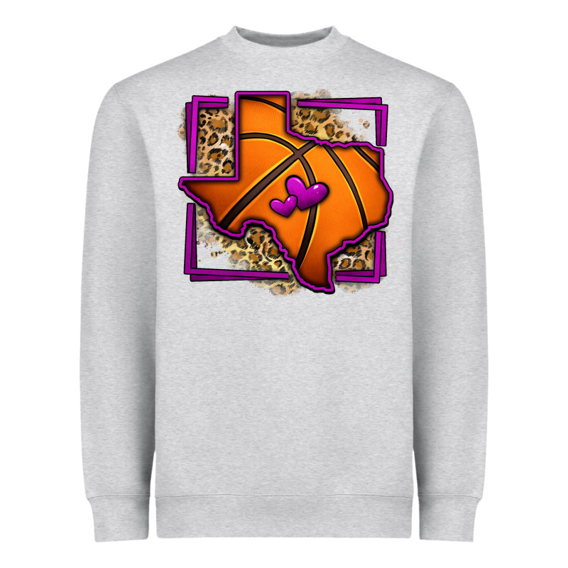 Leopard Basketball Texas Map Heavyweight Sweatshirt by Jasminsmagicworld | Teevron