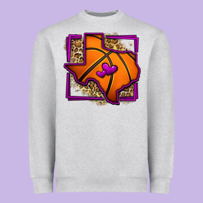Leopard Basketball Texas Map Heavyweight Sweatshirt Designed By Jasminsmagicworld