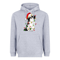 Heather Grey christmas shih tzu dog Heavyweight Hoodie - LillyAllenDesigns