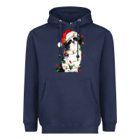 Navy christmas shih tzu dog Heavyweight Hoodie - LillyAllenDesigns