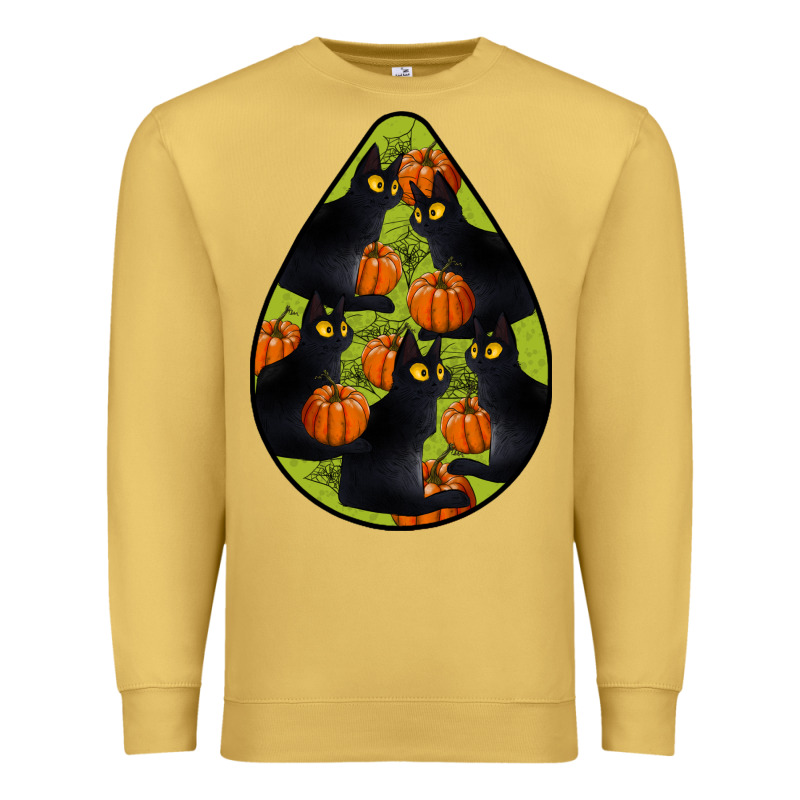 Black Cat Halloween Teardrop Premium Sweatshirt by LillyAllenDesigns | Teevron