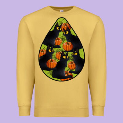 Black Cat Halloween Teardrop Premium Sweatshirt Designed By Lillyallendesigns