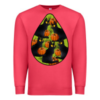 Cardinal Black Cat Halloween Teardrop Premium Sweatshirt - LillyAllenDesigns