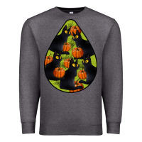 Charcoal Heather Black Cat Halloween Teardrop Premium Sweatshirt - LillyAllenDesigns