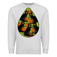Dove Grey Black Cat Halloween Teardrop Premium Sweatshirt - LillyAllenDesigns