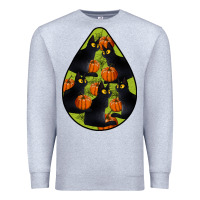 Heather Grey Black Cat Halloween Teardrop Premium Sweatshirt - LillyAllenDesigns