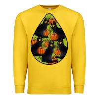 Lemon Black Cat Halloween Teardrop Premium Sweatshirt - LillyAllenDesigns