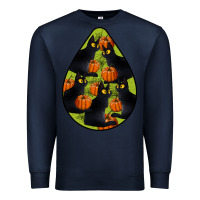 Navy Black Cat Halloween Teardrop Premium Sweatshirt - LillyAllenDesigns