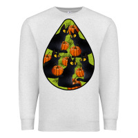 Oatmeal Heather Black Cat Halloween Teardrop Premium Sweatshirt - LillyAllenDesigns