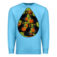 Ocean Blue Black Cat Halloween Teardrop Premium Sweatshirt - LillyAllenDesigns