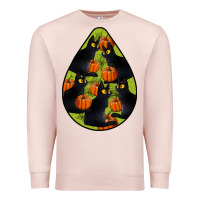 Pale Pink Black Cat Halloween Teardrop Premium Sweatshirt - LillyAllenDesigns